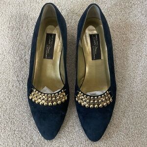 Vintage Sesto Meucci of Florence Navy Suede Low Heel 6B
